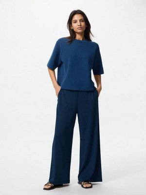 UNIQLO - брюки прямого кроя из креп-джерси, укороченная длина - 68 BLUE