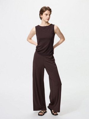 UNIQLO - брюки прямого кроя из креп-джерси, увеличенная длина - 39 DARKBROWN