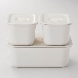 MUJI Polypropylene Lunch Box with Valve – Контейнер-бенто с клапаном, белый, 325 мл