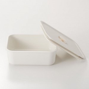 MUJI Polypropylene Lunch Box with Valve – Контейнер-бенто с клапаном, белый, 325 мл