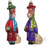 Конь в пальто фиолетовом/красном (стекло) 6,5х3х14,5 см