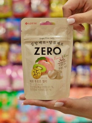 Мармелад жевательный "ZERO FRUITS JELLY" без сахара со вкусом персика и киви 52 гр из Кореи