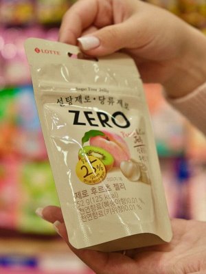 Мармелад жевательный "ZERO FRUITS JELLY" без сахара со вкусом персика и киви 52 гр из Кореи