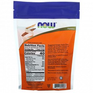 Яблочная клетчатка порошок, NOW Foods, 340 г — натуральный источник пищевых волокон для улучшения пищеварения и очищения организма
