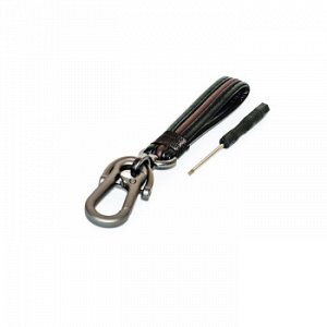 Брелок на ключи с кожаным, черно-коричневым ремешком (с отверткой в комплекте)