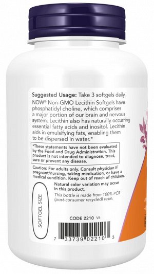 LECITHIN 1200mg 100 SGELS Лецитин 1200 мг - 100 желатиновых капсул