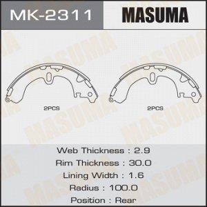 Колодки барабанные MASUMA R-1030 / MK-2288