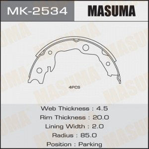 Колодки барабанные MASUMA парковочные [к-т 4шт] RAV4/ ACA31W