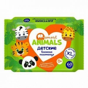 Полотенца детские ВЛАЖНЫЕ  Animals 60 листов с витамином Е/10