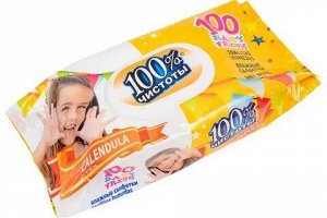 Салфетки влажные 100% чистоты д/детей  календула,витЕ 100шт/18