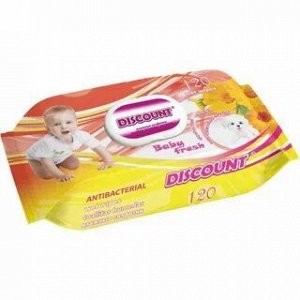 Салфетки влажные Discount д/детей календула,вит.Е 120шт/14