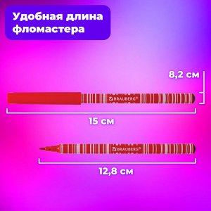 Фломастеры BRAUBERG "PREMIUM", 12 цветов, КОРПУС С ПЕЧАТЬЮ, вентилируемый колпачок, ПВХ-упаковка с европодвесом, 151942