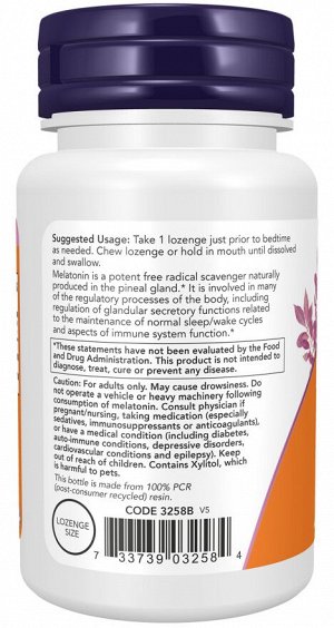 NOW Мелатонин  MELATONIN 3mg 180 LOZ