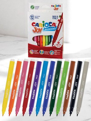 Фломастеры CARIOCA (Италия) "Joy", 12 цветов, суперсмываемые, вентилируемый колпачок, картонная коробка, 40614