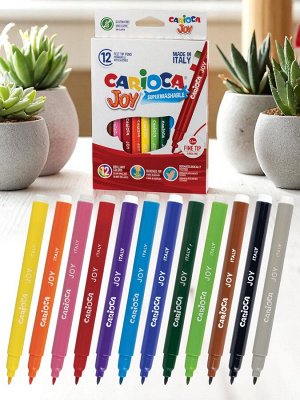 Фломастеры CARIOCA (Италия) "Joy", 12 цветов, суперсмываемые, вентилируемый колпачок, картонная коробка, 40614