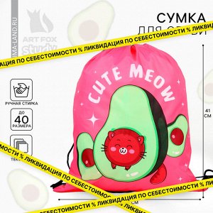 Болоневая сумка для обуви Cute meow, 33х43х0,5 см
