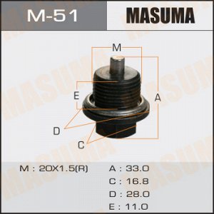 Болт маслосливной С МАГНИТОМ MASUMA Subaru 20х1.5mm