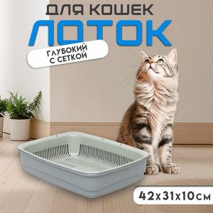 Лоток большой с сеткой Atlantis "Стандарт", 42 х 31 х 10 см, серый