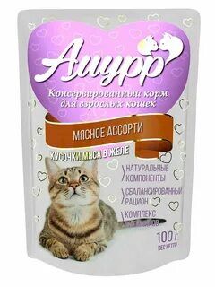 Амурр пауч 100г для кошек Мясное ассорти Желе