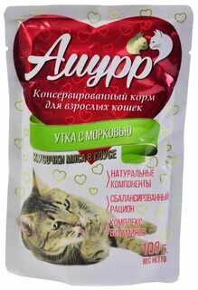 Амурр пауч 100г для кошек Утка Морковь Соус