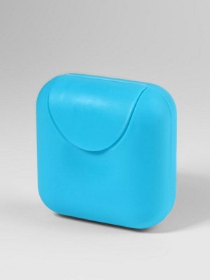 Таблетница, 7x7x3.5 см, 4 секции, голубая
