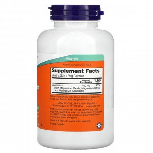Магний, MAGNESIUM 400mg 180 VCAPS магний в капсулах, 400 мг, 180 растительных капсул