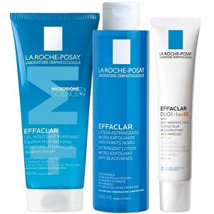 Ля Рош Позе Программа Effaclar очищение и основной уход: гель 200 мл + лосьон 200 мл + крем-гель SPF30 40 мл (La Roche-Posay, Effaclar)