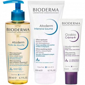 Биодерма Программа Atoderm комплексный уход: масло для душа 200 мл + бальзам Intensive 200 мл + крем Cicabio 40 мл (Bioderma, Atoderm)