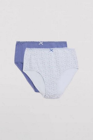 19025 High waist Трусы высокие 2 шт. в упаковке св. Голубой + васильковый