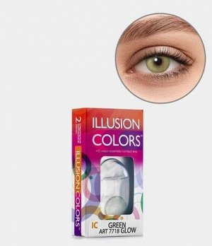 Цветные контактные линзы Illusion colors Glow Green 8.6 -0.5 (2 линзы)