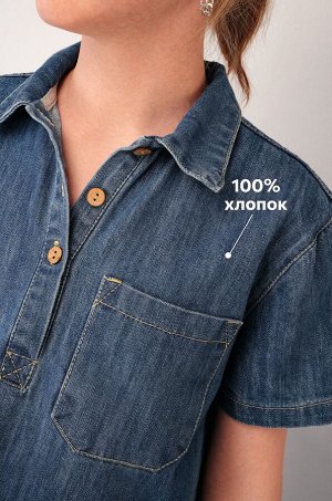 Джинсовое платье с коротким рукавом для девочки