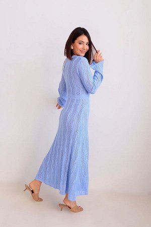 Платье вязаное пляжное голубое