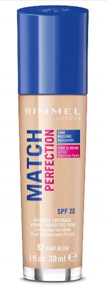 RIMMEL   MATCH PERFECTION FOUNDATION  Тональный крем для лица 30 мл. №082 fair beige