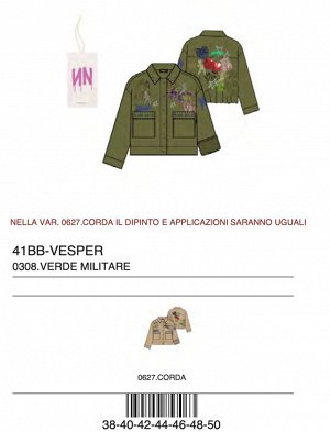 Жакет FIELD JACKET DIPINTA A MANO TESSUTO GABARDINA COTONE
100%COTONE