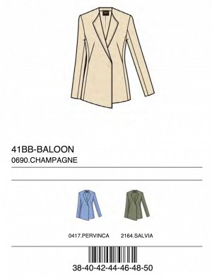 Жакет GIACCA MONOPETTO S/COLLO TESSUTO FLUIDO POLY
95%POLIESTERE 5%ELASTAN