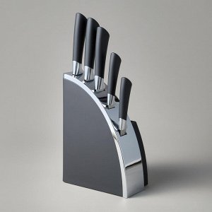 Элегантный набор кухонных ножей на пластиковом подставке, 6 предметов, 1 шт.