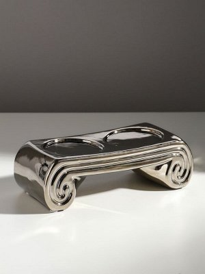 Подсвечник керамика на 2 свечи «Греция», d=7.5 см, серебро, 22.5x10x7 см