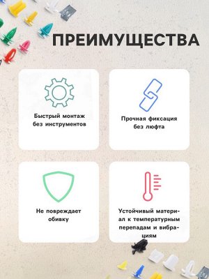 Клипсы и пистоны крепежные, 17 видов, набор 30 шт.