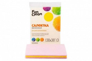 Салфетка сухая из вискозы Fun Clean для сухой и влажной уборки /30*38см/, 3шт., 6459