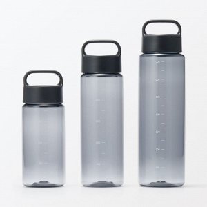 MUJI Portable Drink Bottle with Scale - портативная бутылка для напитков с мерной шкалой, чёрная, 500 мл