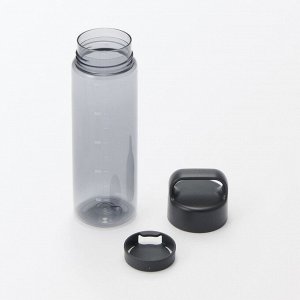 MUJI Portable Drink Bottle with Scale - портативная бутылка для напитков с мерной шкалой, чёрная, 500 мл