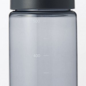 MUJI Portable Drink Bottle with Scale - портативная бутылка для напитков с мерной шкалой, чёрная, 500 мл
