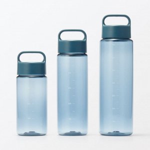 MUJI Portable Drink Bottle with Scale - портативная бутылка для напитков с мерной шкалой, синяя, 500 мл