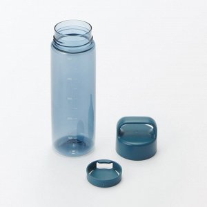 MUJI Portable Drink Bottle with Scale - портативная бутылка для напитков с мерной шкалой, синяя, 500 мл