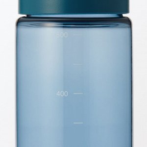 MUJI Portable Drink Bottle with Scale - портативная бутылка для напитков с мерной шкалой, синяя, 500 мл