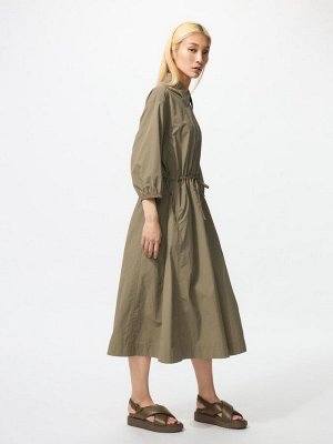 UNIQLO - нелоновое платье с кулиской на талии - 56 OLIVE
