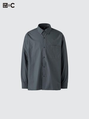 UNIQLO: C - оверсайз рубашка из тонкого хлопка - 58 DARKGREEN