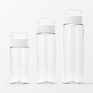 MUJI Portable Drink Bottle with Scale - портативная бутылка для напитков с мерной шкалой, белая, 500 мл
