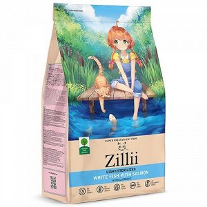Zillii для кошек Light Sterilized для кастрированных и стерилизованных облегчён Белая рыба Лосось 400г