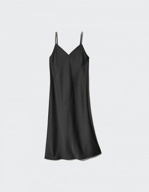 Платье комбинация атласное черное UNIQLO Satin размер L